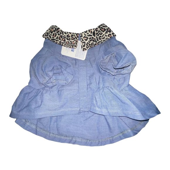 NWT Top Paw Denim With Cheetah Blue Heart Dress Shirt Dog L - Picture 6 of 6